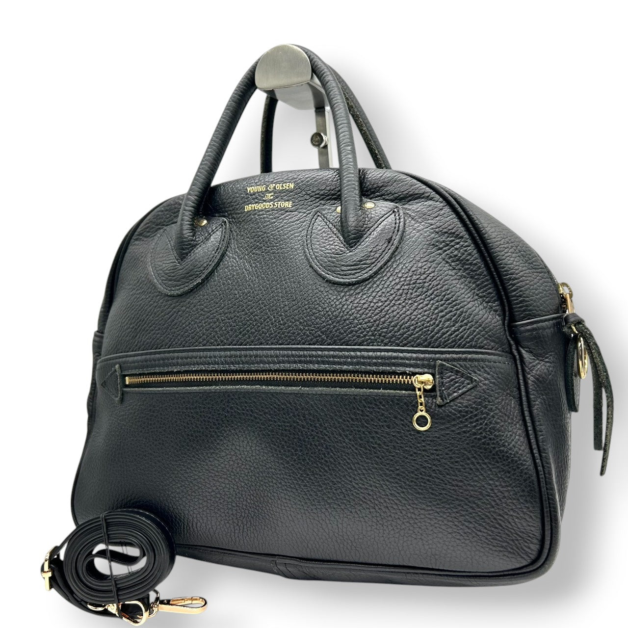 【ストラップ新品】ヤングアンドオルセン 2WAY ボストンバッグ ハンドバッグ ショルダーバッグ 斜め掛け 肩掛け 自立可 レザー 本革 シボ革 ブラック レディース 通勤 通学 ビジネス カジュアル きれいめ 定番人気 s82