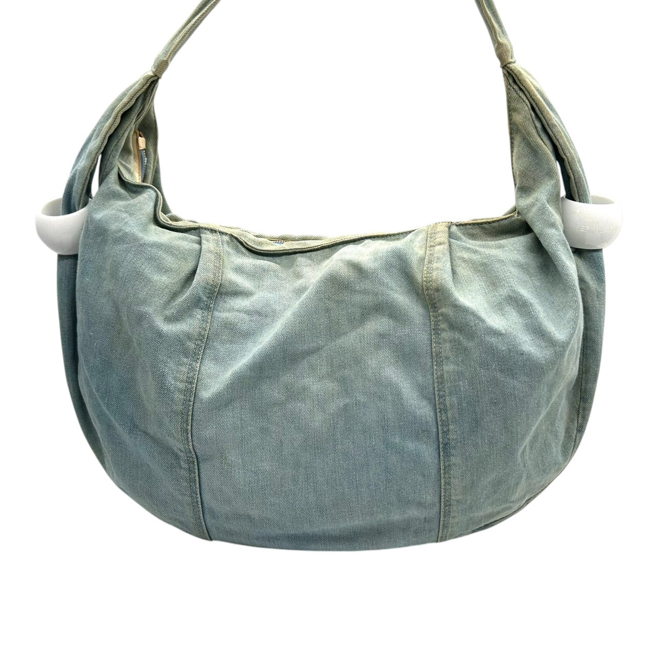 シーバイクロエ デニム ショルダーバッグ ワンショルダー ホーボーバッグ 斜め掛け可 A4収納可 大容量 ウォッシュ加工 レディース カジュアル ヴィンテージライク カード 保存袋付き See By Chloe s83