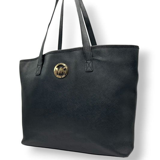 マイケルコース ジェットセット トラベル トートバッグ ワンショルダー A4可 自立可 ビジネスバッグ サフィアーノ レザー ブラック 黒 ゴールド金具 レディース 通勤 通学 MKロゴ 肩掛け MICHAEL KORS U9