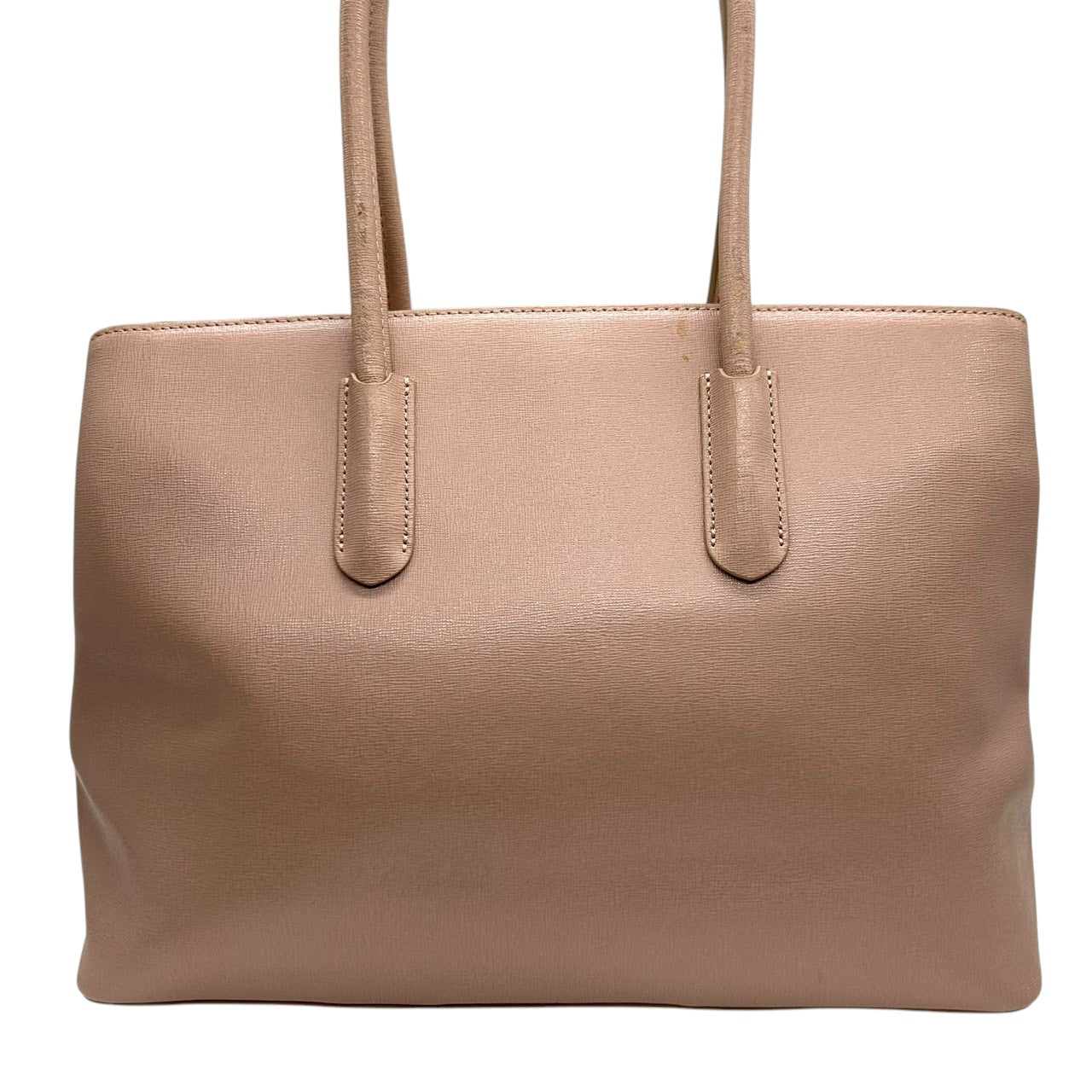 【美品】FURLA フルラ LINDA リンダ トートバッグ ハンドバッグ ビジネスバッグ A4収納可 肩掛け可 大容量 自立可 サフィアーノレザー 本革 ピンクベージュ レディース 婦人 オフィス フォーマル 上品 エレガント きれいめ シルバー金具 U9