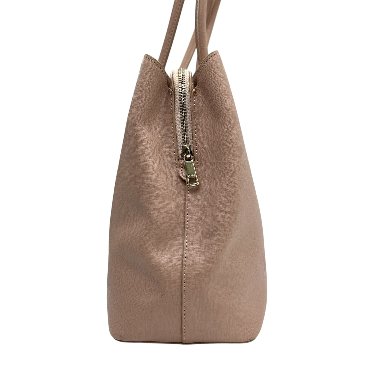 【美品】FURLA フルラ LINDA リンダ トートバッグ ハンドバッグ ビジネスバッグ A4収納可 肩掛け可 大容量 自立可 サフィアーノレザー 本革 ピンクベージュ レディース 婦人 オフィス フォーマル 上品 エレガント きれいめ シルバー金具 U9