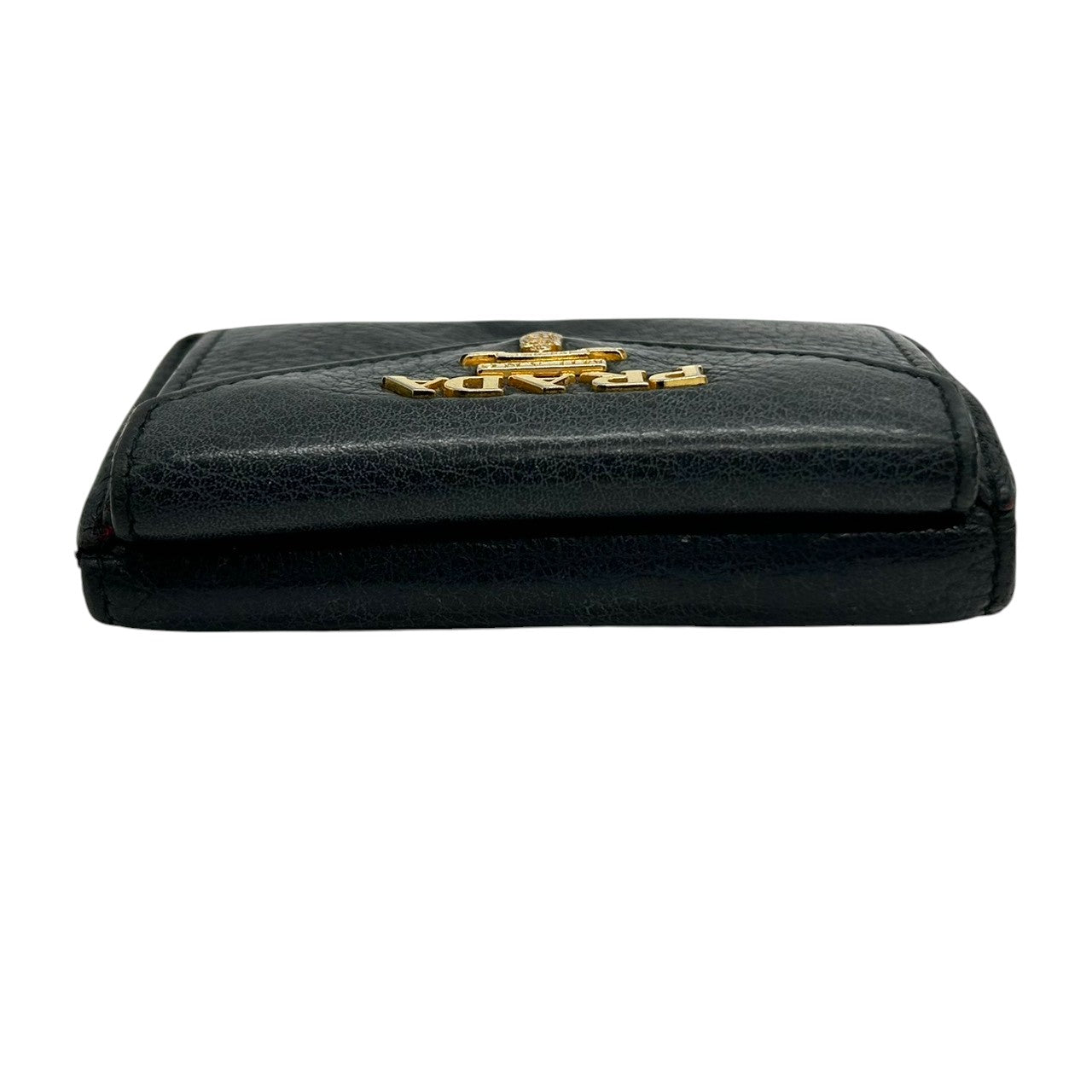 プラダ PRADA 財布 三つ折り財布 ミニウォレット 1MH021 VITELLO GRAIN レザー ブラック レッド バイカラー レディース メンズ ユニセックス メタルロゴ コンパクト ヴィンテージ クラシック w6