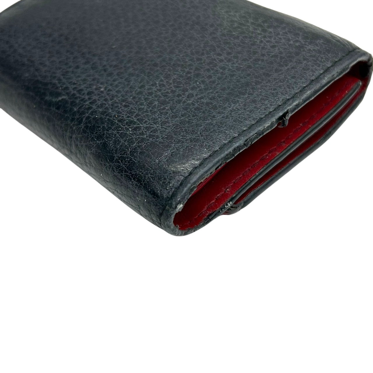 プラダ PRADA 財布 三つ折り財布 ミニウォレット 1MH021 VITELLO GRAIN レザー ブラック レッド バイカラー レディース メンズ ユニセックス メタルロゴ コンパクト ヴィンテージ クラシック w6