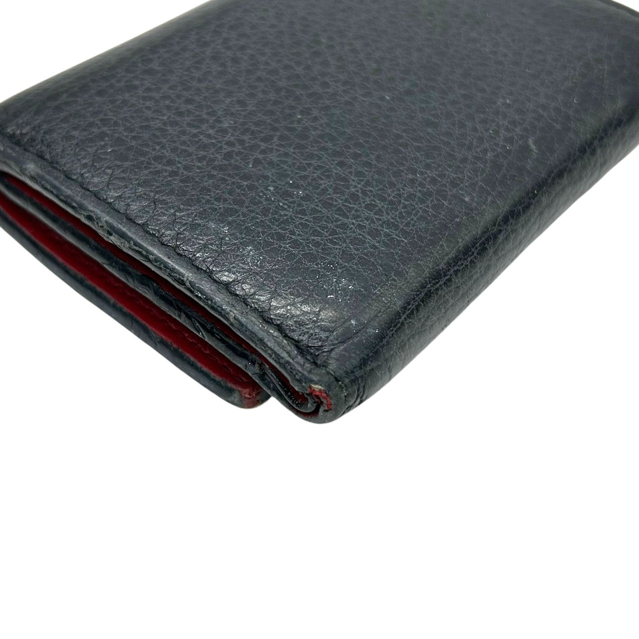 プラダ PRADA 財布 三つ折り財布 ミニウォレット 1MH021 VITELLO GRAIN レザー ブラック レッド バイカラー レディース メンズ ユニセックス メタルロゴ コンパクト ヴィンテージ クラシック w6