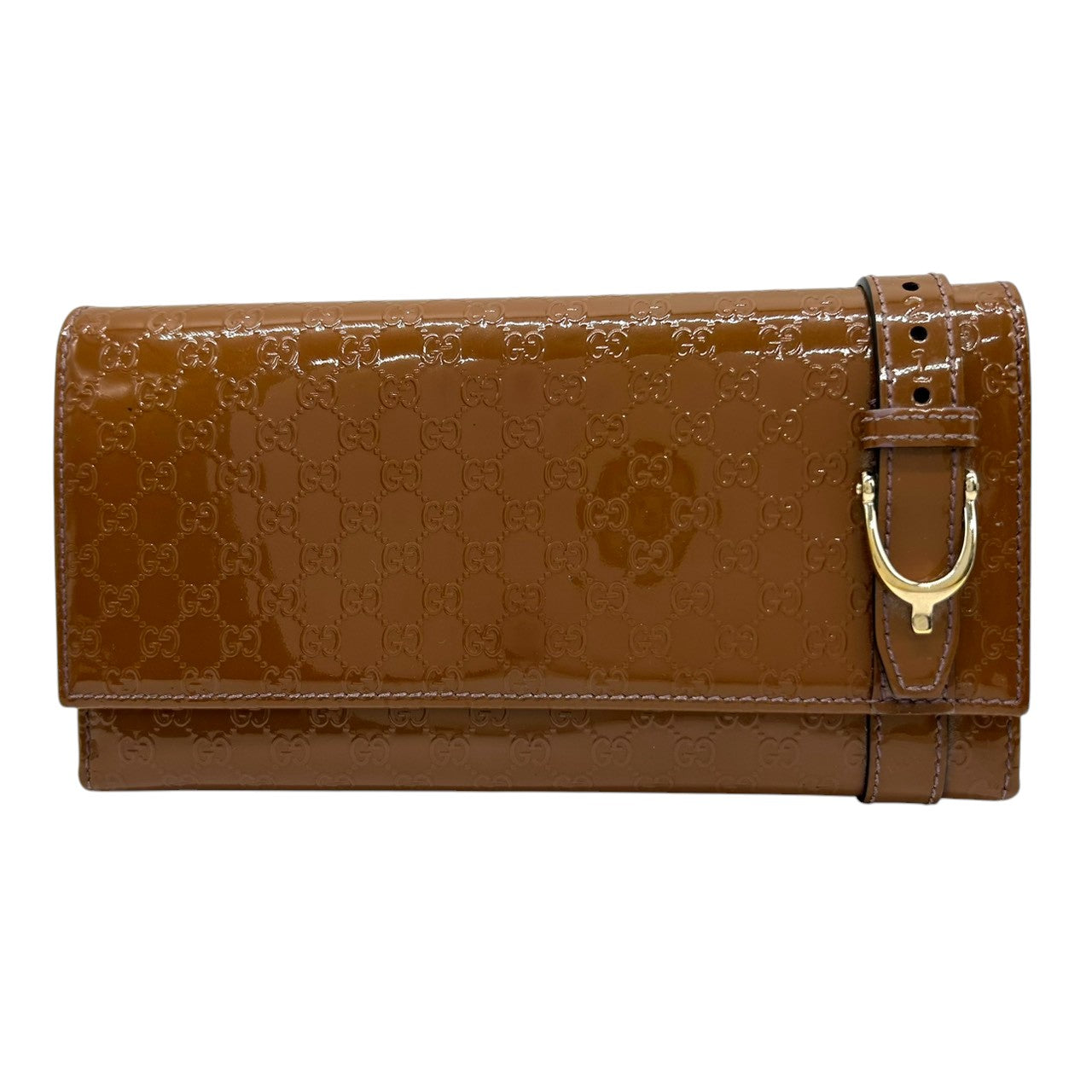 グッチ GUCCI マイクログッチシマ アビー Dリング Wホック 長財布 ウォレット パテントレザー エナメル ブラウン GGエンボス レディース メンズ ユニセックス 大容量 収納豊富 ラグジュアリー w6