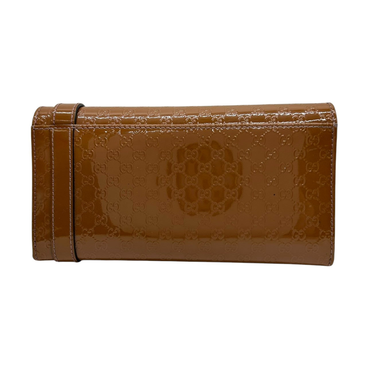 グッチ GUCCI マイクログッチシマ アビー Dリング Wホック 長財布 ウォレット パテントレザー エナメル ブラウン GGエンボス レディース メンズ ユニセックス 大容量 収納豊富 ラグジュアリー w6