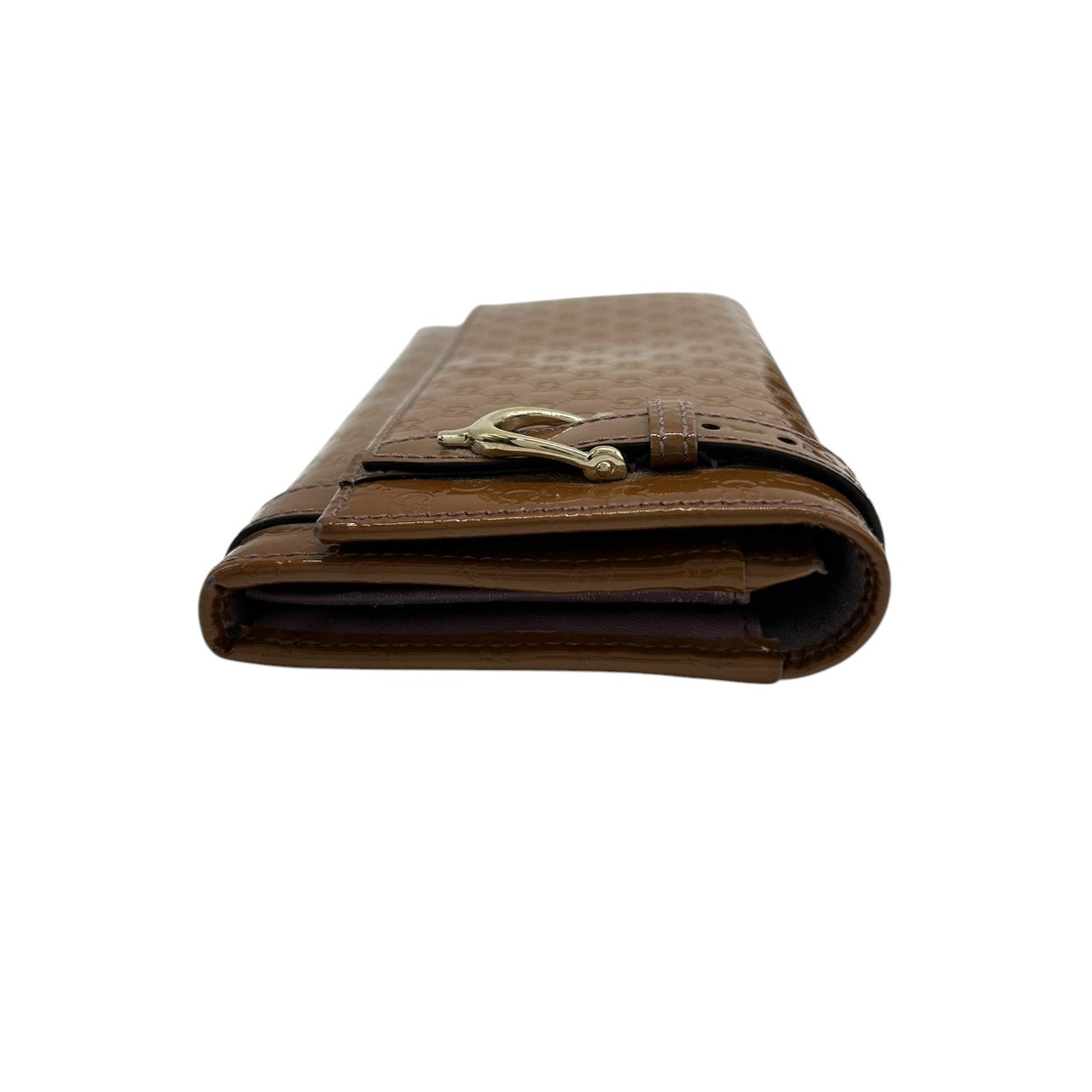 グッチ GUCCI マイクログッチシマ アビー Dリング Wホック 長財布 ウォレット パテントレザー エナメル ブラウン GGエンボス レディース メンズ ユニセックス 大容量 収納豊富 ラグジュアリー w6