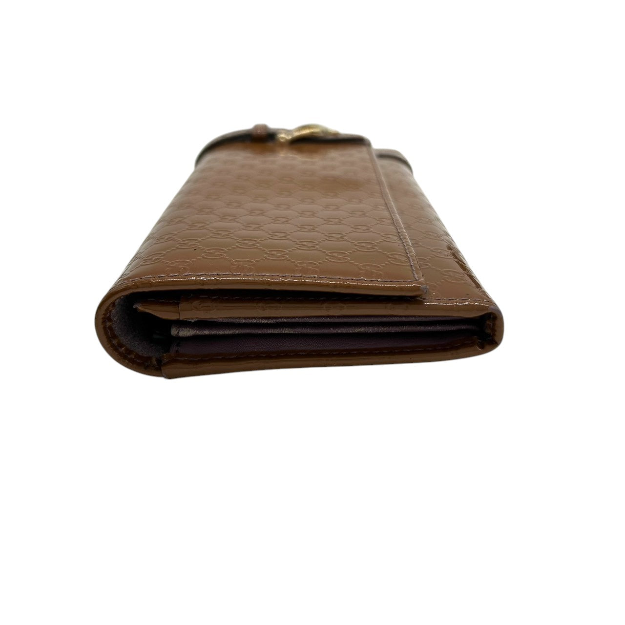 グッチ GUCCI マイクログッチシマ アビー Dリング Wホック 長財布 ウォレット パテントレザー エナメル ブラウン GGエンボス レディース メンズ ユニセックス 大容量 収納豊富 ラグジュアリー w6