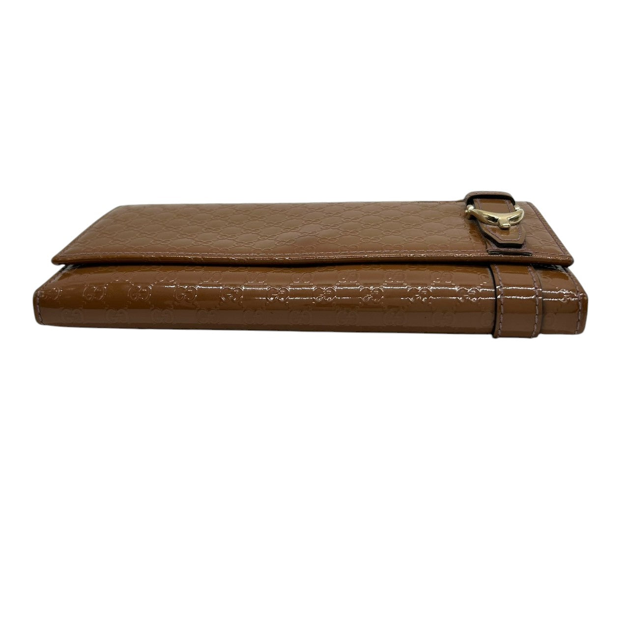 グッチ GUCCI マイクログッチシマ アビー Dリング Wホック 長財布 ウォレット パテントレザー エナメル ブラウン GGエンボス レディース メンズ ユニセックス 大容量 収納豊富 ラグジュアリー w6