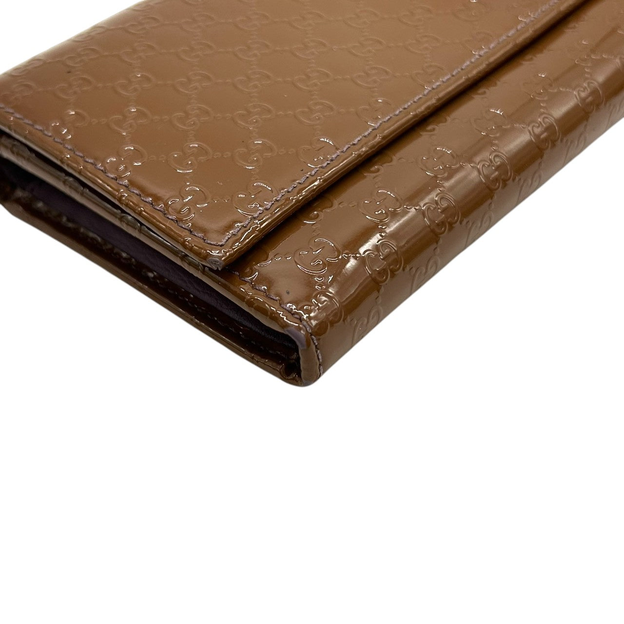 グッチ GUCCI マイクログッチシマ アビー Dリング Wホック 長財布 ウォレット パテントレザー エナメル ブラウン GGエンボス レディース メンズ ユニセックス 大容量 収納豊富 ラグジュアリー w6