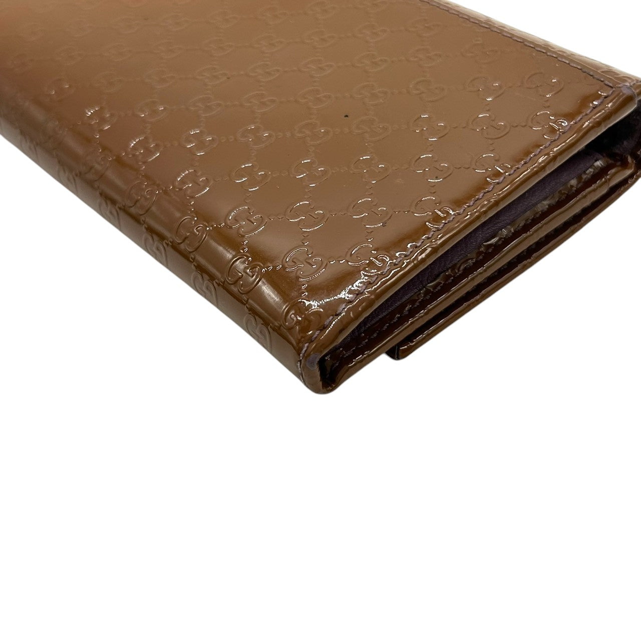 グッチ GUCCI マイクログッチシマ アビー Dリング Wホック 長財布 ウォレット パテントレザー エナメル ブラウン GGエンボス レディース メンズ ユニセックス 大容量 収納豊富 ラグジュアリー w6