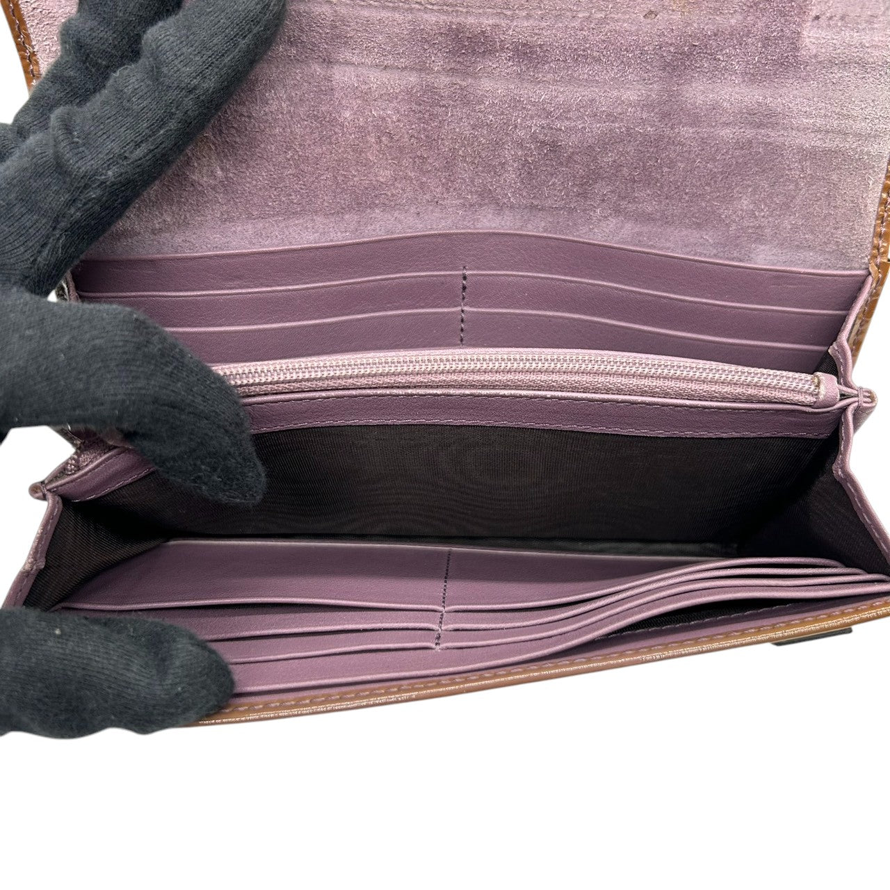 グッチ GUCCI マイクログッチシマ アビー Dリング Wホック 長財布 ウォレット パテントレザー エナメル ブラウン GGエンボス レディース メンズ ユニセックス 大容量 収納豊富 ラグジュアリー w6