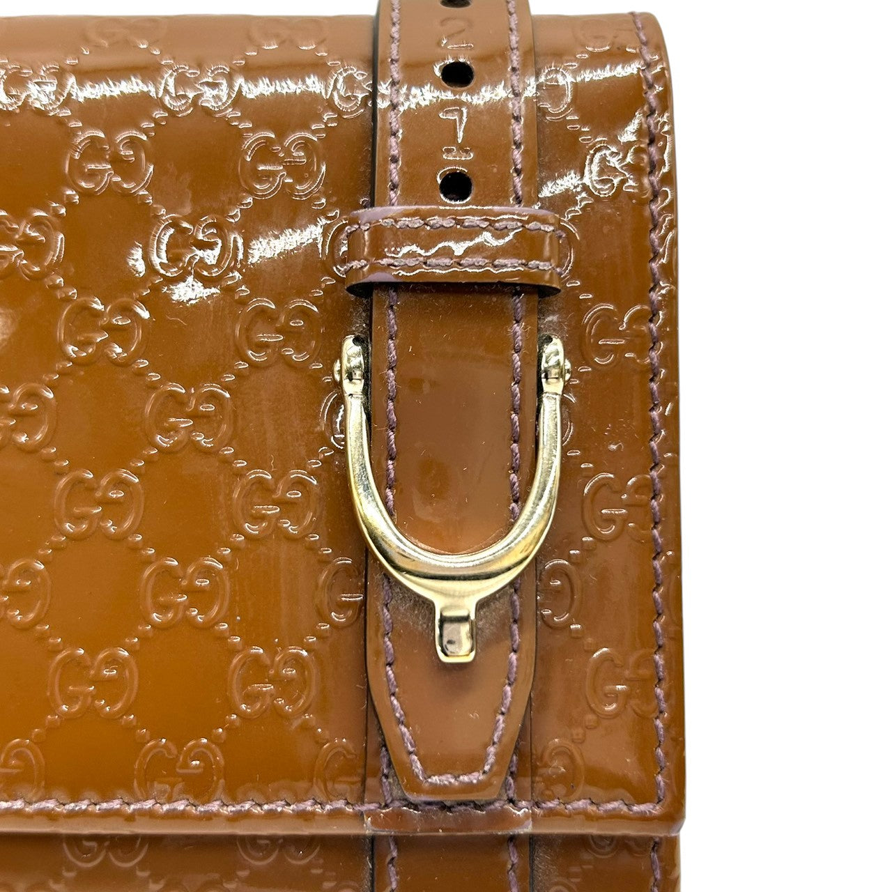 グッチ GUCCI マイクログッチシマ アビー Dリング Wホック 長財布 ウォレット パテントレザー エナメル ブラウン GGエンボス レディース メンズ ユニセックス 大容量 収納豊富 ラグジュアリー w6