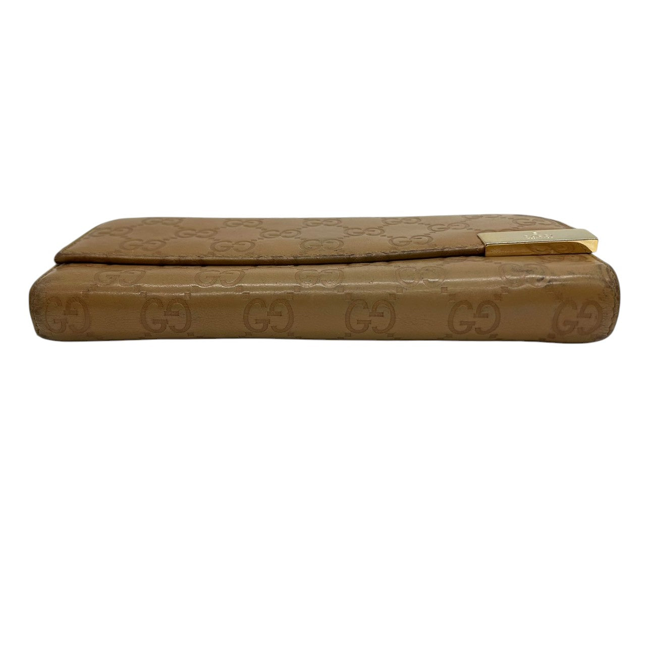 グッチ GUCCI 長財布 Wホック グッチシマ GG柄 レザー 本革 ブラウン ゴールド金具 プレートロゴ レディース メンズ ユニセックス 大容量 収納豊富 GGエンボス ヴィンテージ w6