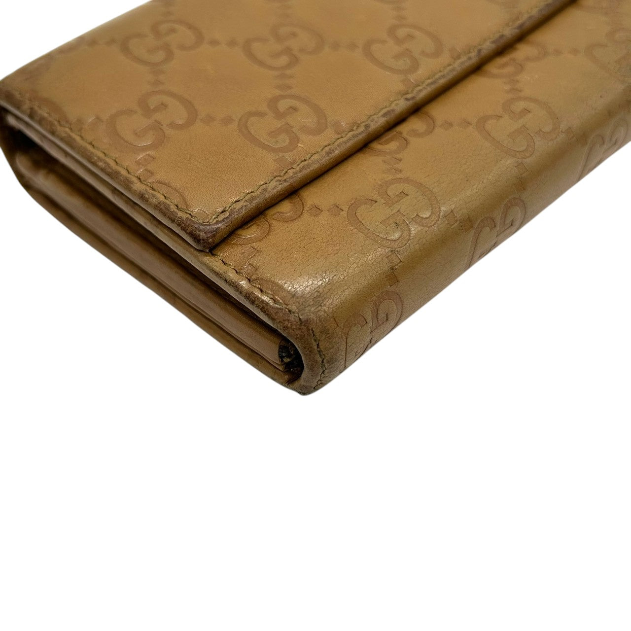 グッチ GUCCI 長財布 Wホック グッチシマ GG柄 レザー 本革 ブラウン ゴールド金具 プレートロゴ レディース メンズ ユニセックス 大容量 収納豊富 GGエンボス ヴィンテージ w6