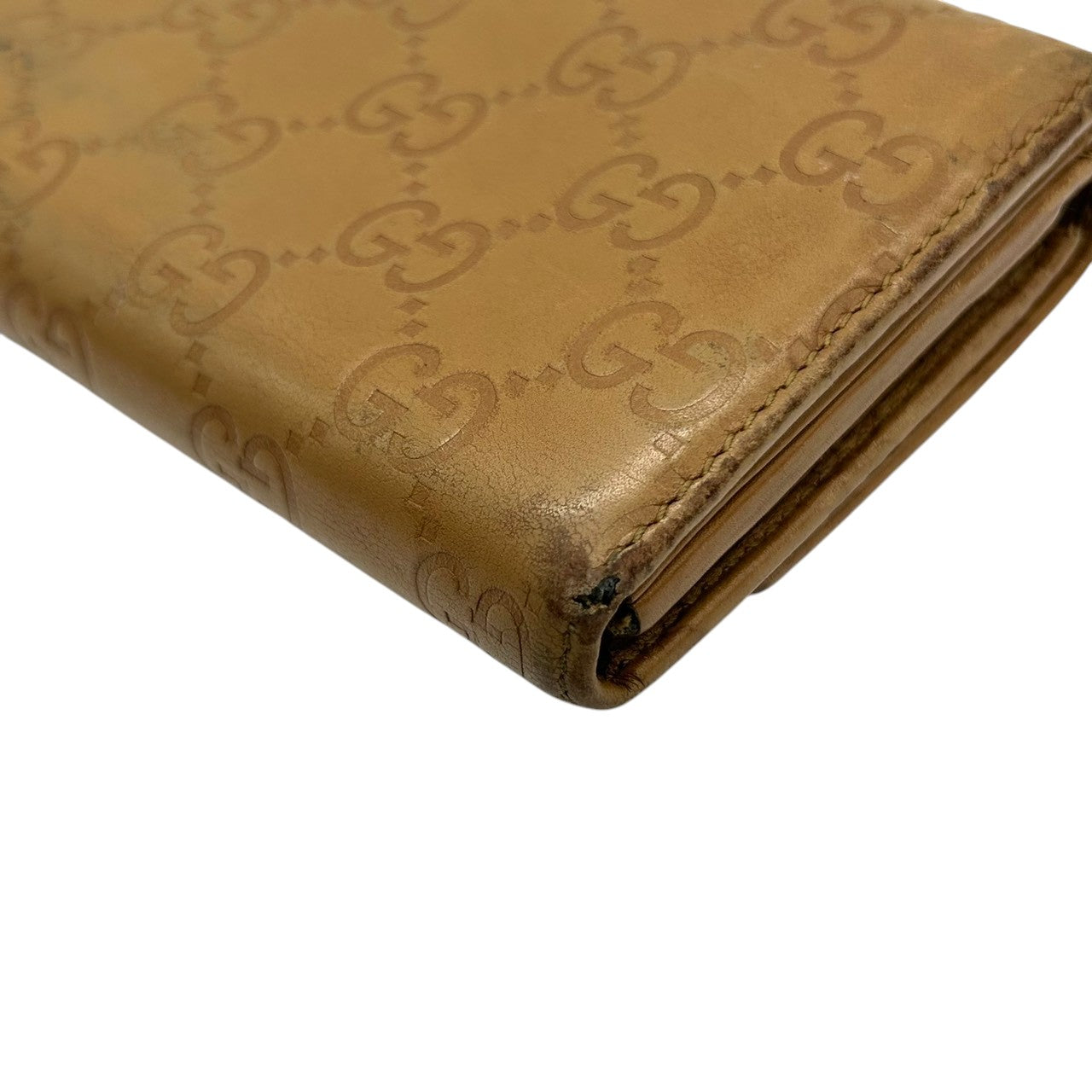 グッチ GUCCI 長財布 Wホック グッチシマ GG柄 レザー 本革 ブラウン ゴールド金具 プレートロゴ レディース メンズ ユニセックス 大容量 収納豊富 GGエンボス ヴィンテージ w6