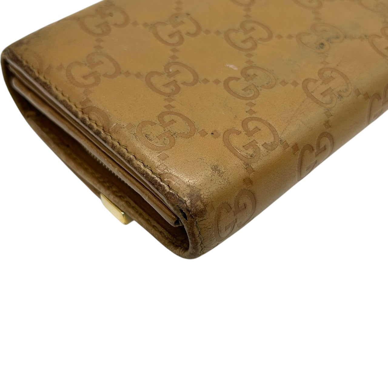 グッチ GUCCI 長財布 Wホック グッチシマ GG柄 レザー 本革 ブラウン ゴールド金具 プレートロゴ レディース メンズ ユニセックス 大容量 収納豊富 GGエンボス ヴィンテージ w6