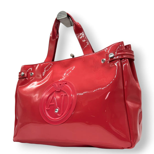アルマーニジーンズ ARMANI JEANS トートバッグ ハンドバッグ エナメル パテントレザー ビッグロゴ ピンク AJ A4収納可 大容量 肩掛け ワンショルダー 通勤 通学 カジュアル 旅行 レディース 鞄 かばん s30