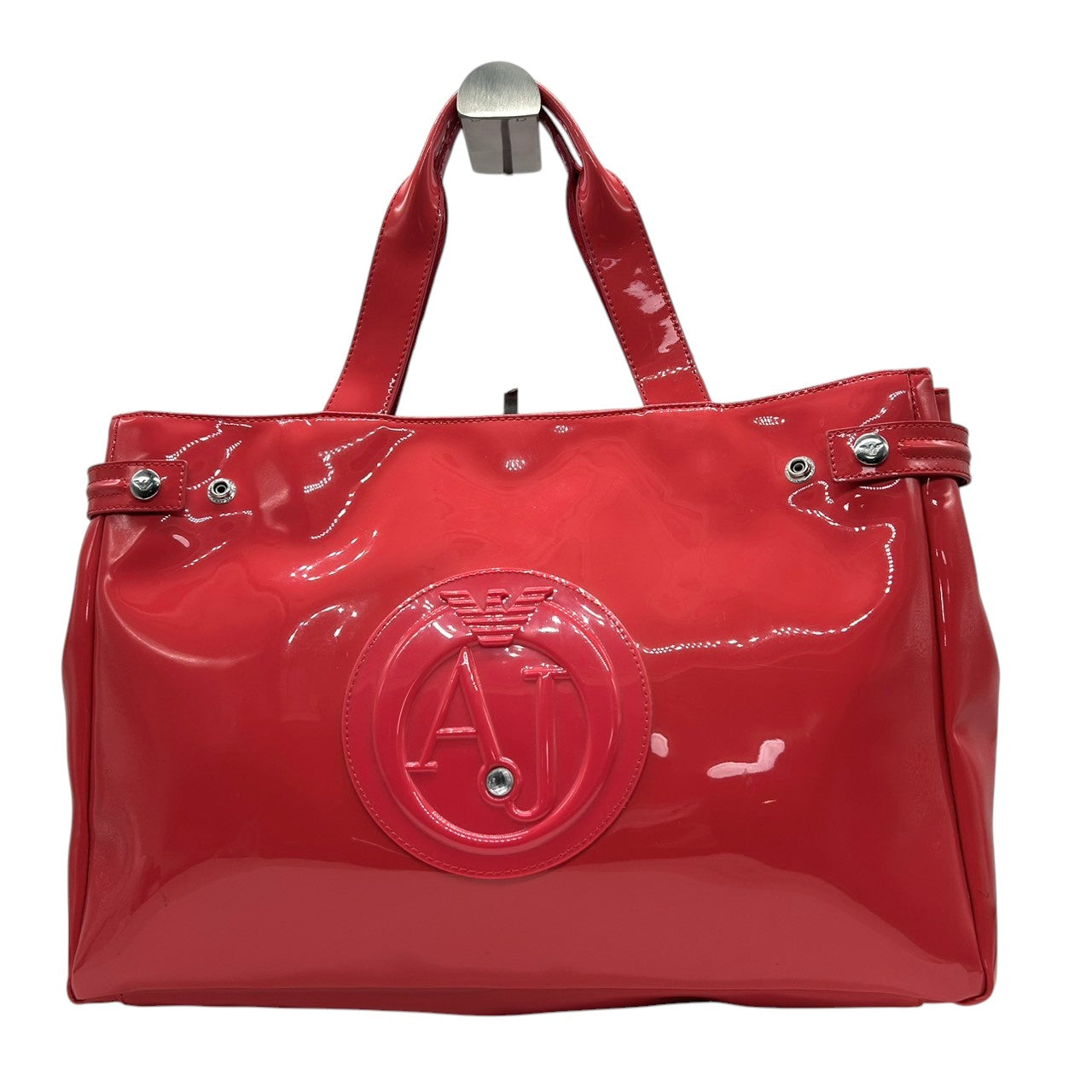 アルマーニジーンズ ARMANI JEANS トートバッグ ハンドバッグ エナメル パテントレザー ビッグロゴ ピンク AJ A4収納可 大容量 肩掛け ワンショルダー 通勤 通学 カジュアル 旅行 レディース 鞄 かばん s30