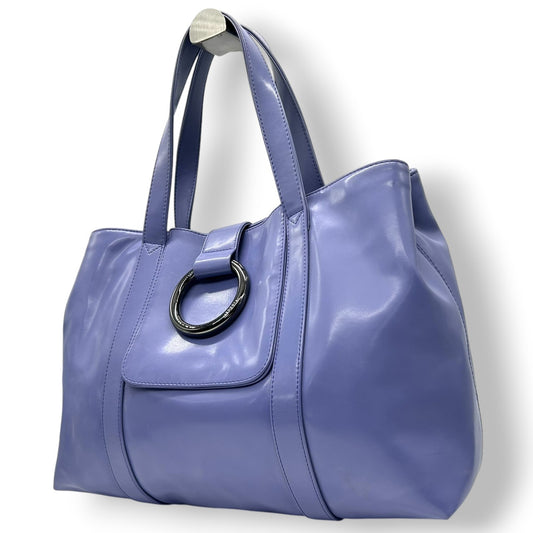 【美品】セコイア SEQUOIA トートバッグ ハンドバッグ レザー Y2K vintage 本革 ブルー パープル 青 紫 リング金具 シルバー金具 ワンショルダー 肩掛け A4収納可 通勤 通学 フランス パリ レディース 鞄 かばん s30