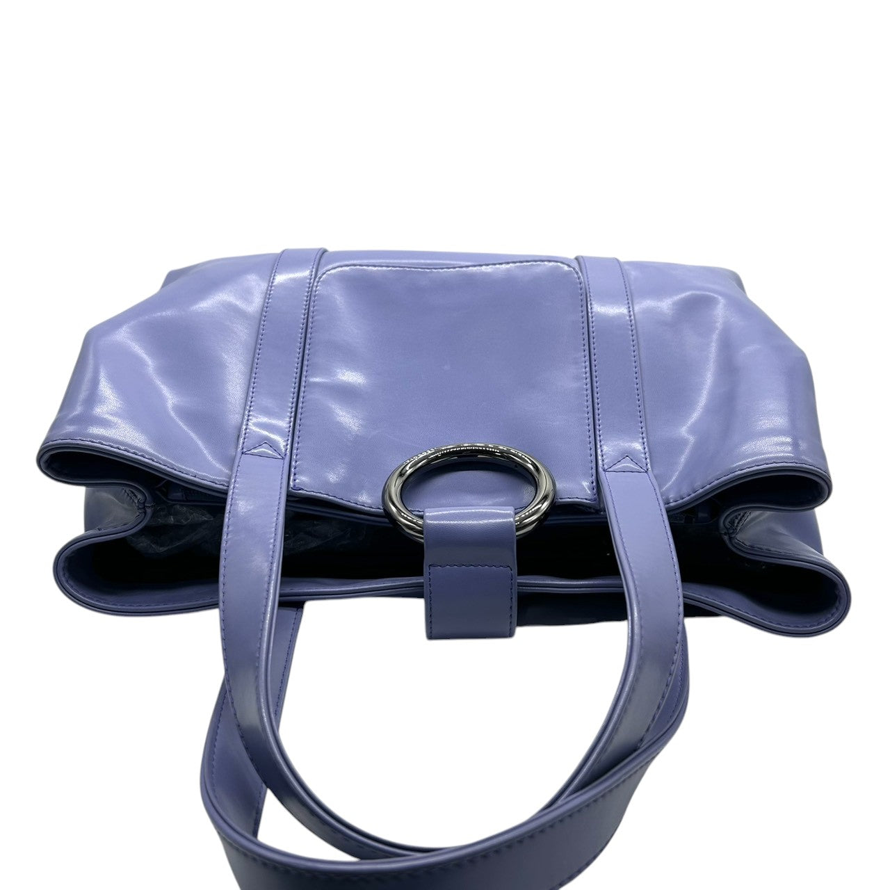 【美品】セコイア SEQUOIA トートバッグ ハンドバッグ レザー Y2K vintage 本革 ブルー パープル 青 紫 リング金具 シルバー金具 ワンショルダー 肩掛け A4収納可 通勤 通学 フランス パリ レディース 鞄 かばん s30