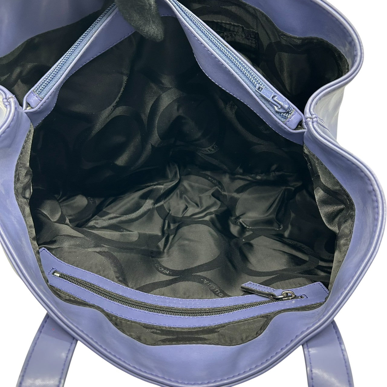 【美品】セコイア SEQUOIA トートバッグ ハンドバッグ レザー Y2K vintage 本革 ブルー パープル 青 紫 リング金具 シルバー金具 ワンショルダー 肩掛け A4収納可 通勤 通学 フランス パリ レディース 鞄 かばん s30