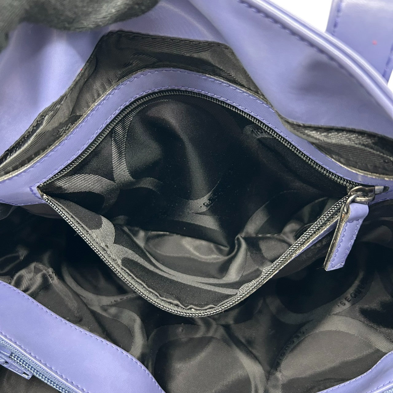 【美品】セコイア SEQUOIA トートバッグ ハンドバッグ レザー Y2K vintage 本革 ブルー パープル 青 紫 リング金具 シルバー金具 ワンショルダー 肩掛け A4収納可 通勤 通学 フランス パリ レディース 鞄 かばん s30