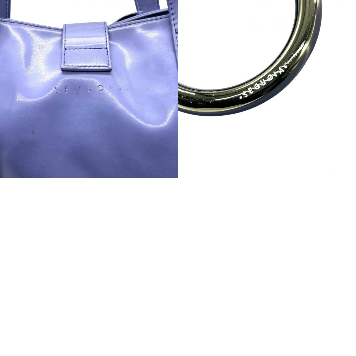 【美品】セコイア SEQUOIA トートバッグ ハンドバッグ レザー Y2K vintage 本革 ブルー パープル 青 紫 リング金具 シルバー金具 ワンショルダー 肩掛け A4収納可 通勤 通学 フランス パリ レディース 鞄 かばん s30