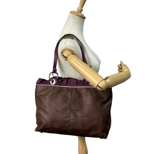 エトロ ETRO トートバッグ ハンドバッグ ペイズリー柄 PVC コーティングキャンバス レザー 本革 ブラウン 茶色 パープル 紫 肩掛け ワンショルダー A4収納可 軽量 通勤 通学 イタリア製 クラシック レディース 鞄 かばん s92