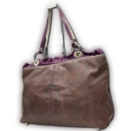 エトロ ETRO トートバッグ ハンドバッグ ペイズリー柄 PVC コーティングキャンバス レザー 本革 ブラウン 茶色 パープル 紫 肩掛け ワンショルダー A4収納可 軽量 通勤 通学 イタリア製 クラシック レディース 鞄 かばん s92