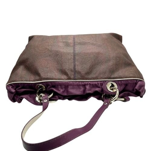 エトロ ETRO トートバッグ ハンドバッグ ペイズリー柄 PVC コーティングキャンバス レザー 本革 ブラウン 茶色 パープル 紫 肩掛け ワンショルダー A4収納可 軽量 通勤 通学 イタリア製 クラシック レディース 鞄 かばん s92