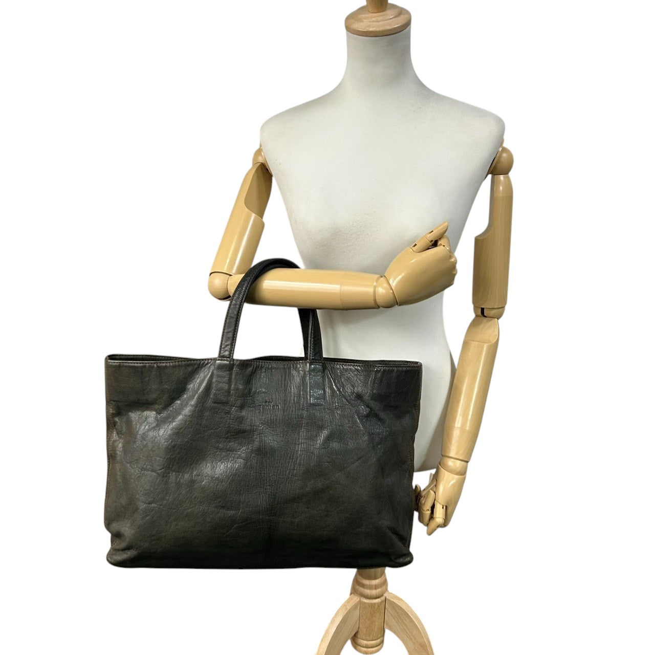 【美品】ダン ゲンテン dan genten トートバッグ ビジネスバッグ レザー 本革 グリーン 緑 深緑 A4収納可 大容量 PC収納 通勤 通学 メンズ ヴィンテージ感 エイジング 経年変化 レディース ユニセックス 鞄 かばん s92