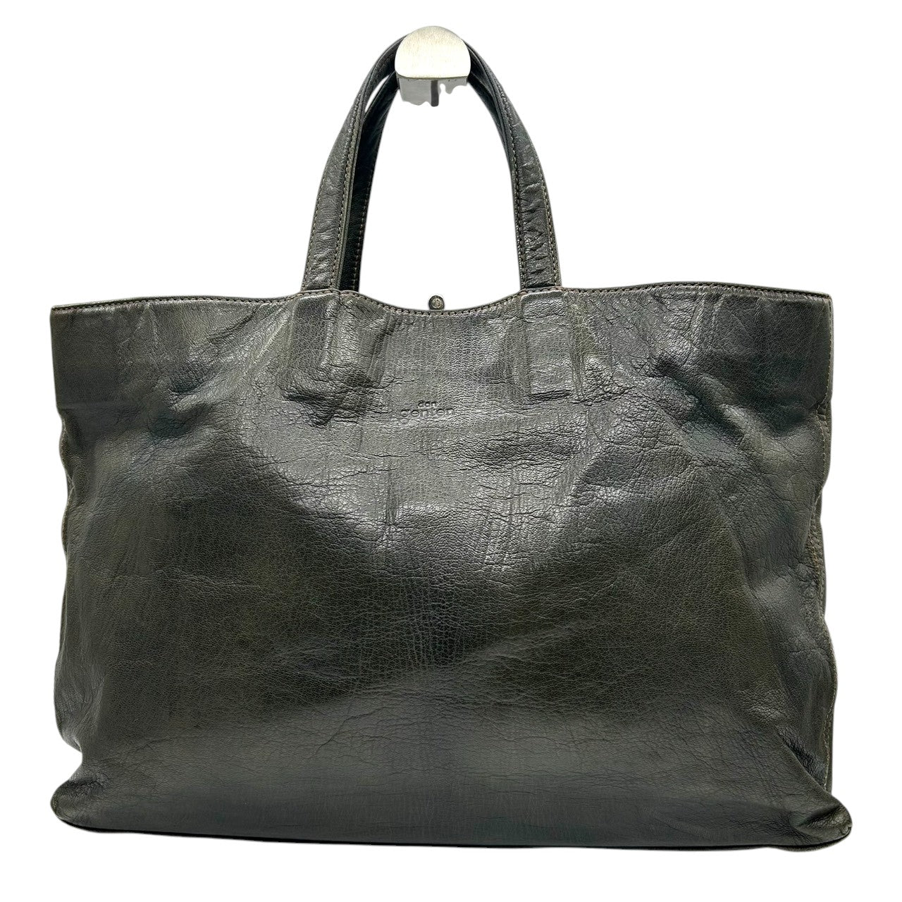 【美品】ダン ゲンテン dan genten トートバッグ ビジネスバッグ レザー 本革 グリーン 緑 深緑 A4収納可 大容量 PC収納 通勤 通学 メンズ ヴィンテージ感 エイジング 経年変化 レディース ユニセックス 鞄 かばん s92