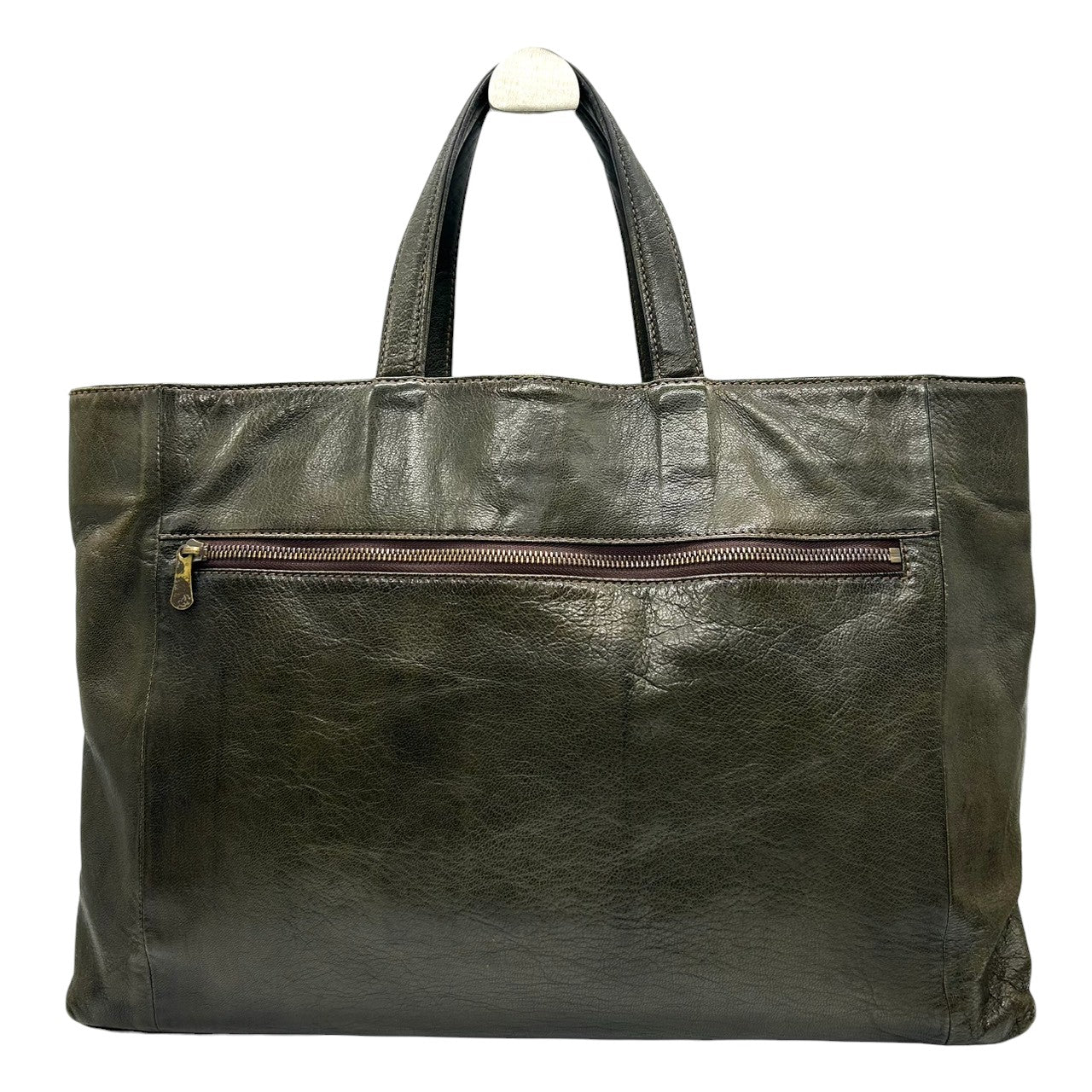 【美品】ダン ゲンテン dan genten トートバッグ ビジネスバッグ レザー 本革 グリーン 緑 深緑 A4収納可 大容量 PC収納 通勤 通学 メンズ ヴィンテージ感 エイジング 経年変化 レディース ユニセックス 鞄 かばん s92