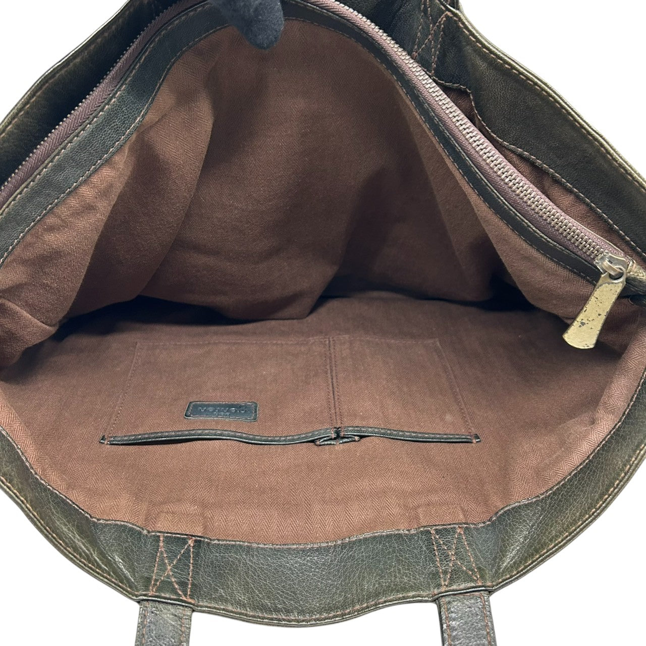 【美品】ダン ゲンテン dan genten トートバッグ ビジネスバッグ レザー 本革 グリーン 緑 深緑 A4収納可 大容量 PC収納 通勤 通学 メンズ ヴィンテージ感 エイジング 経年変化 レディース ユニセックス 鞄 かばん s92