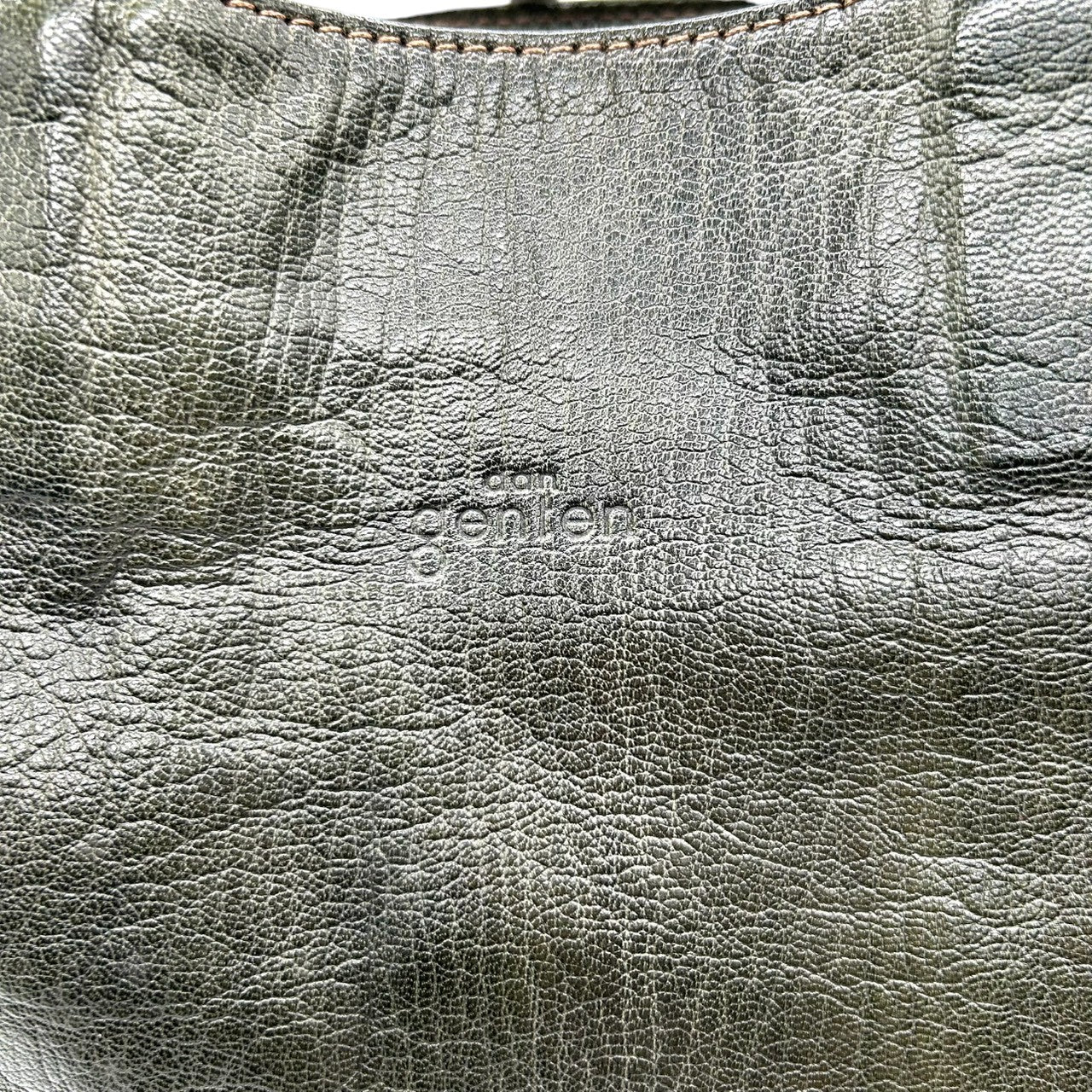 【美品】ダン ゲンテン dan genten トートバッグ ビジネスバッグ レザー 本革 グリーン 緑 深緑 A4収納可 大容量 PC収納 通勤 通学 メンズ ヴィンテージ感 エイジング 経年変化 レディース ユニセックス 鞄 かばん s92