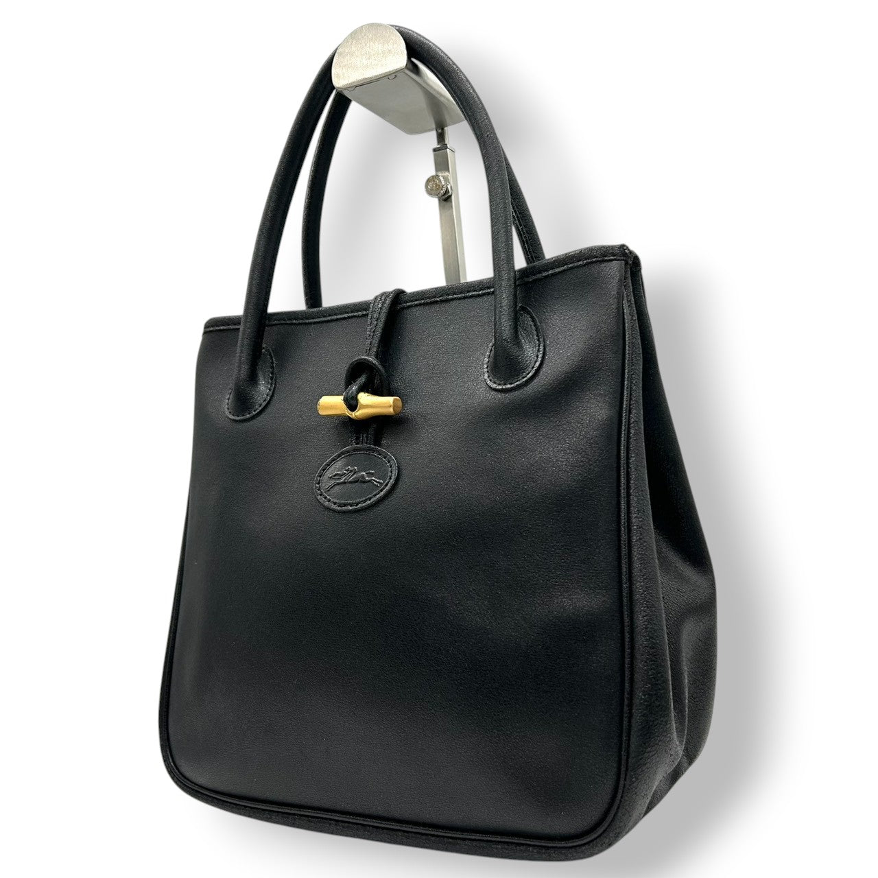 ロンシャン LONGCHAMP ロゾ ROSEAU ハンドバッグ トートバッグ レザー 本革 ブラック 黒 トグル バンブー金具 ゴールド金具 ロゴ 型押し フランス製 自立可 フォーマル 冠婚葬祭 通勤 レディース 鞄 かばん s92