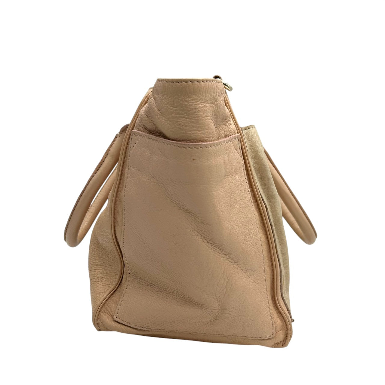 シーバイクロエ See By Chloé 2WAY ショルダーバッグ ハンドバッグ 斜め掛け可 レザー 本革 ベージュ ピンク バイカラー ロゴプレート ゴールド金具 ギャランティカード付 カジュアル お出かけ 旅行 レディース 鞄 かばん s92