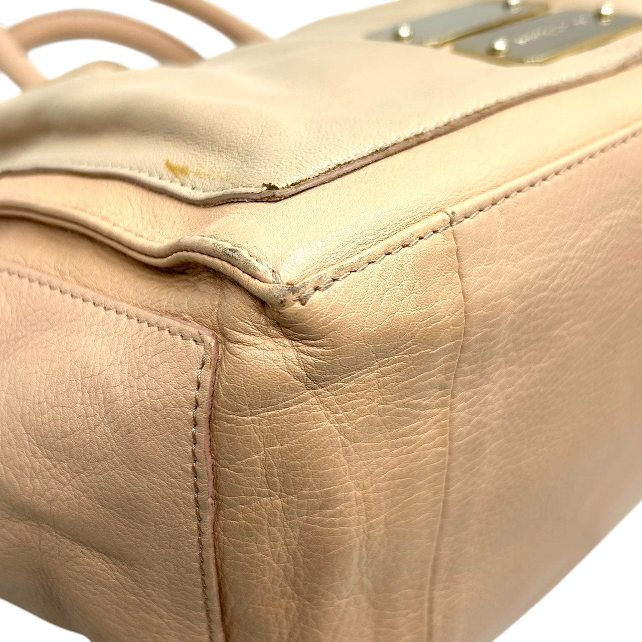 シーバイクロエ See By Chloé 2WAY ショルダーバッグ ハンドバッグ 斜め掛け可 レザー 本革 ベージュ ピンク バイカラー ロゴプレート ゴールド金具 ギャランティカード付 カジュアル お出かけ 旅行 レディース 鞄 かばん s92