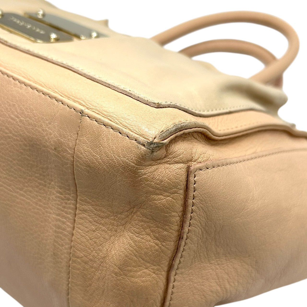 シーバイクロエ See By Chloé 2WAY ショルダーバッグ ハンドバッグ 斜め掛け可 レザー 本革 ベージュ ピンク バイカラー ロゴプレート ゴールド金具 ギャランティカード付 カジュアル お出かけ 旅行 レディース 鞄 かばん s92