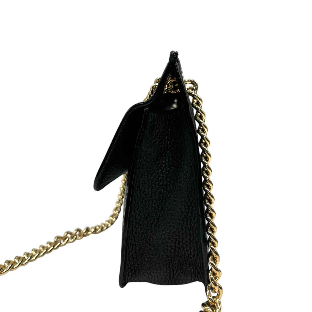 【美品】マイケルコース MICHAEL KORS ショルダーバッグ チェーン クロスボディ 斜め掛け パテントレザー エナメル 異素材 ブラック 黒 ゴールド金具 ロゴ フラップ パーティー お出かけ レディース 鞄 かばん s93