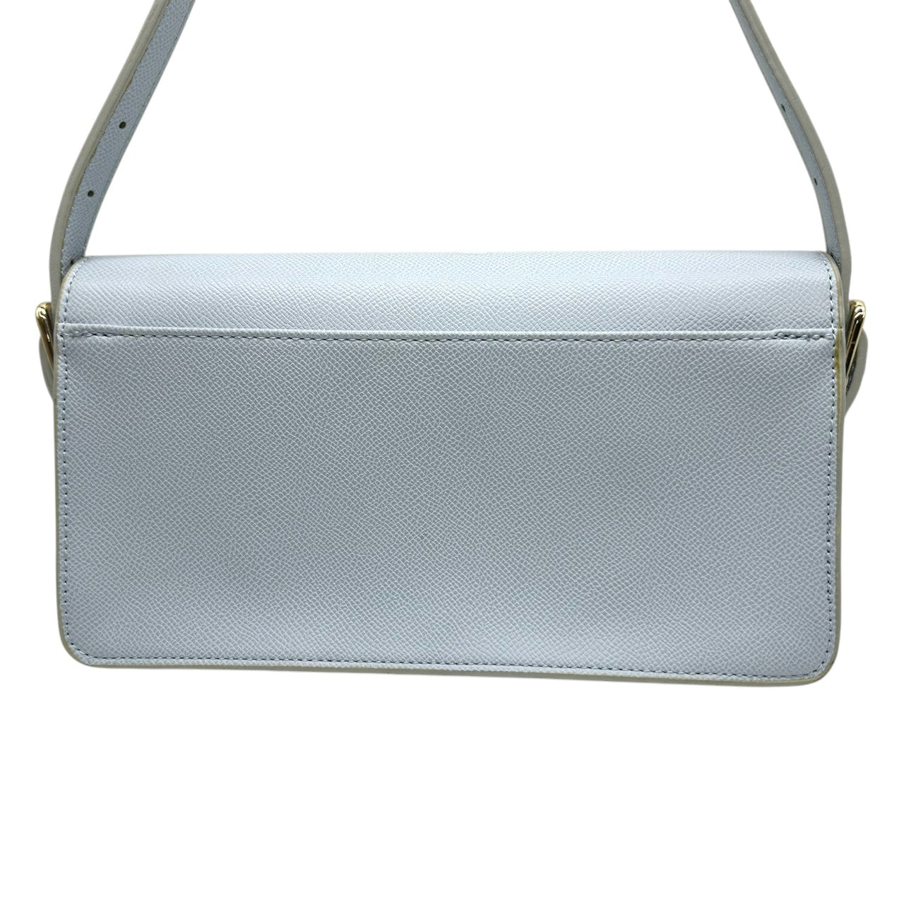 【美品】トミーヒルフィガー TOMMY HILFIGER ショルダーバッグ ポシェット 斜め掛け可 サフィアーノ レザー 本革 ライトブルー 水色 ゴールド金具 レディース シンプル カジュアル お出かけ デート s93