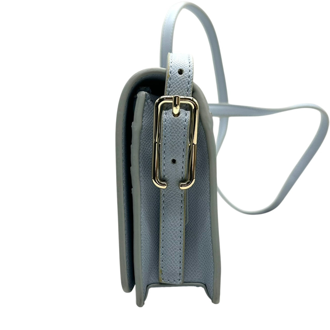 【美品】トミーヒルフィガー TOMMY HILFIGER ショルダーバッグ ポシェット 斜め掛け可 サフィアーノ レザー 本革 ライトブルー 水色 ゴールド金具 レディース シンプル カジュアル お出かけ デート s93