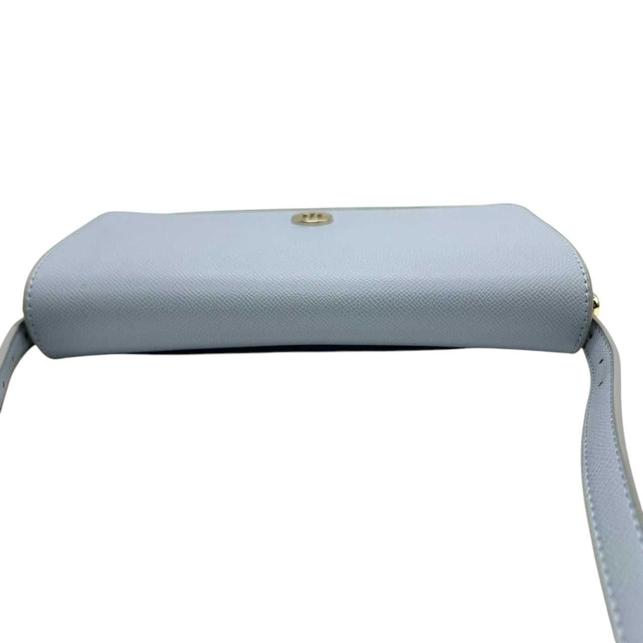 【美品】トミーヒルフィガー TOMMY HILFIGER ショルダーバッグ ポシェット 斜め掛け可 サフィアーノ レザー 本革 ライトブルー 水色 ゴールド金具 レディース シンプル カジュアル お出かけ デート s93