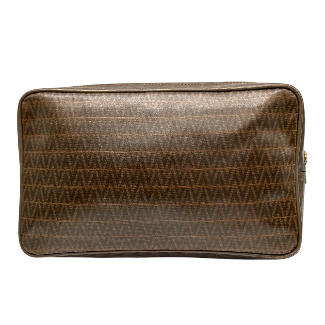 マリオヴァレンティノ MARIO VALENTINO マリオバレンチノ セカンドバッグ ポーチ Vロゴ 総柄 モノグラム PVC レザー 本革 ブラウン 茶色 メンズ 紳士 レディース 婦人 ユニセックス 男女兼用 ヴィンテージ オールド イタリア製 s93