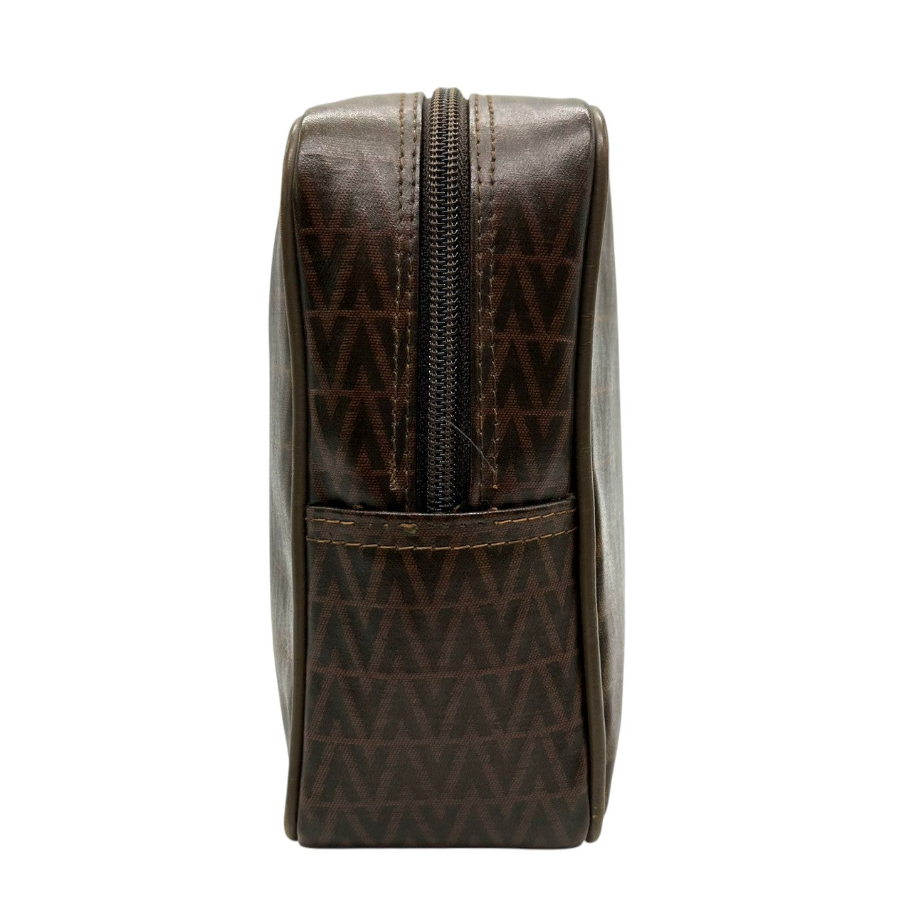 マリオヴァレンティノ MARIO VALENTINO マリオバレンチノ セカンドバッグ ポーチ Vロゴ 総柄 モノグラム PVC レザー 本革 ブラウン 茶色 メンズ 紳士 レディース 婦人 ユニセックス 男女兼用 ヴィンテージ オールド イタリア製 s93