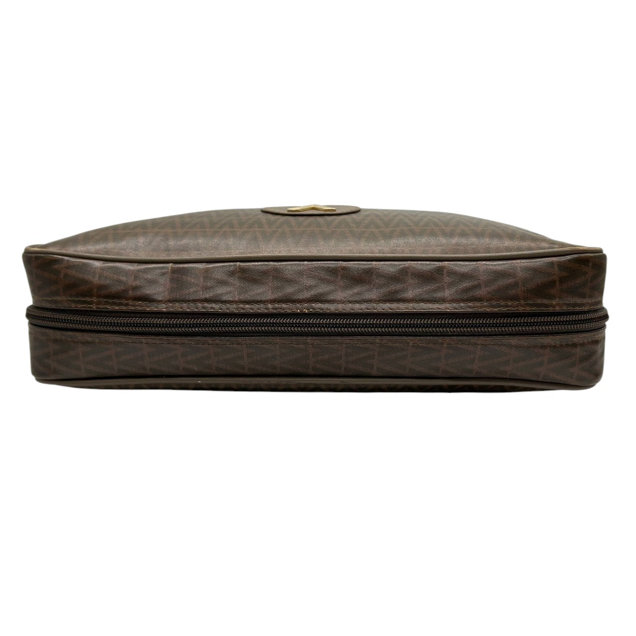 マリオヴァレンティノ MARIO VALENTINO マリオバレンチノ セカンドバッグ ポーチ Vロゴ 総柄 モノグラム PVC レザー 本革 ブラウン 茶色 メンズ 紳士 レディース 婦人 ユニセックス 男女兼用 ヴィンテージ オールド イタリア製 s93