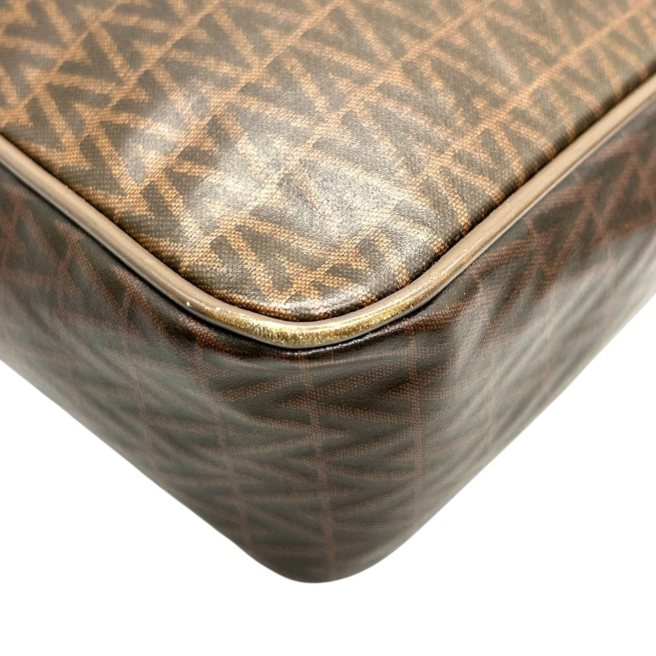 マリオヴァレンティノ MARIO VALENTINO マリオバレンチノ セカンドバッグ ポーチ Vロゴ 総柄 モノグラム PVC レザー 本革 ブラウン 茶色 メンズ 紳士 レディース 婦人 ユニセックス 男女兼用 ヴィンテージ オールド イタリア製 s93