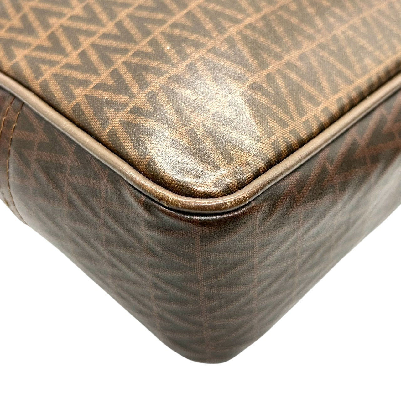 マリオヴァレンティノ MARIO VALENTINO マリオバレンチノ セカンドバッグ ポーチ Vロゴ 総柄 モノグラム PVC レザー 本革 ブラウン 茶色 メンズ 紳士 レディース 婦人 ユニセックス 男女兼用 ヴィンテージ オールド イタリア製 s93