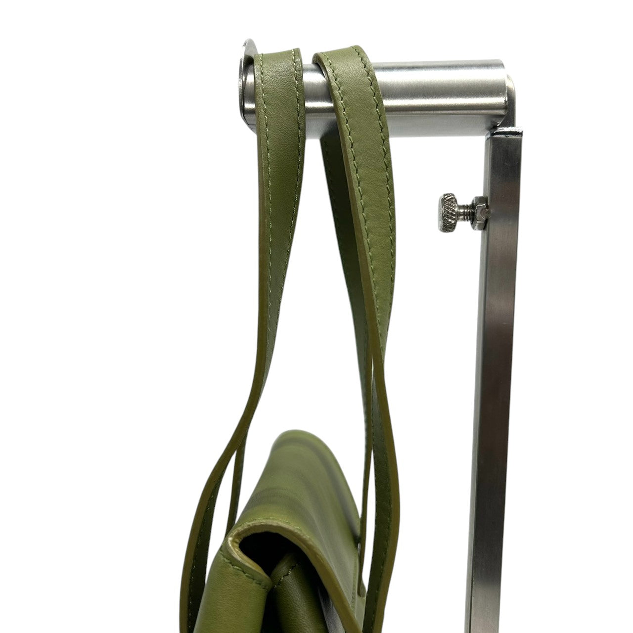 【美品】ヒロフ HIROFU ハンドバッグ ミニトートバッグ ランチバッグ レザー 本革 グリーン オリーブ カーキ 抹茶色 イタリア製 レディース コンパクト シンプル カジュアル ロゴ型押し 自立可 お出かけ デート 散歩 希少 Patina s94